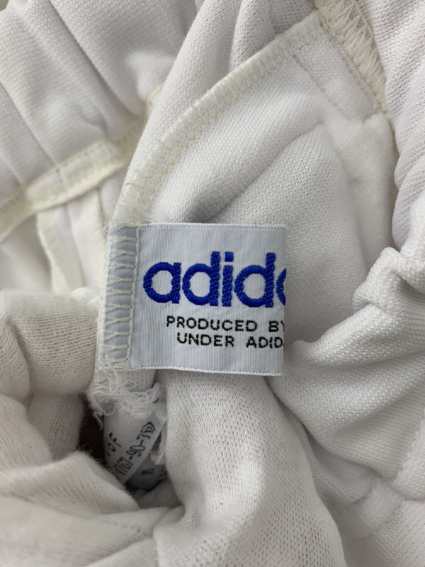 アディダス adidas 80s トラックジャケット パンツ セットアップ ジップアップ ロゴ デサント製 ADA-06F ジャージ ワンポイント ホワイト Mサイズ 201MT-828