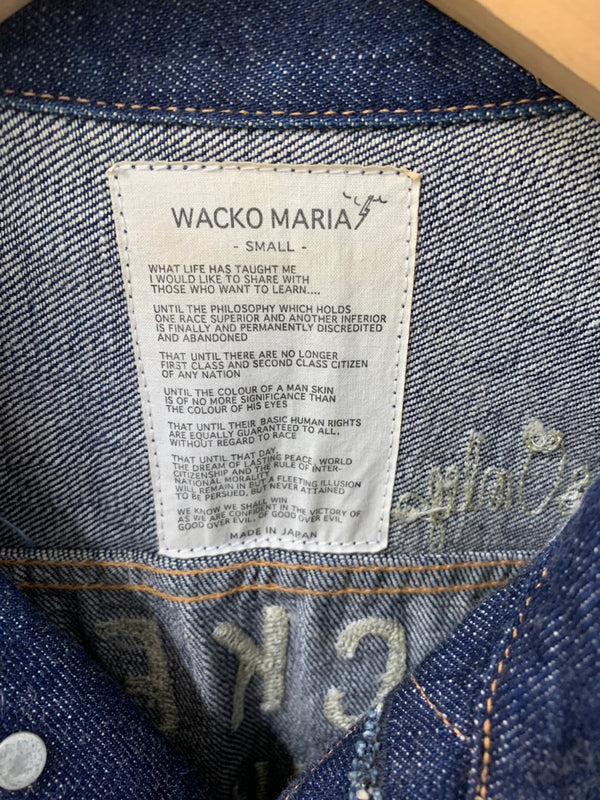 ワコマリア WACKO MARIA 刺繍入りデニムジャケット ジャケット ロゴ ネイビー Sサイズ 201MT-1806