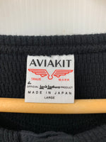 ルイスレザーズ Lewis Leathers AVIAKIT クルーネック 長袖 カットソー 日本製 　 ロンT 刺繍 ブラック Lサイズ 201MT-1019