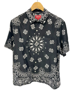 シュプリーム SUPREME Bandana Silk S/S Shirt 21SS Black バンダナ シルク シャツ シルク ブラック系 黒  半袖 シャツ  半袖シャツ 総柄 ブラック Sサイズ 101MT-1182