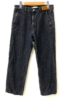 マツフジ MATSUFUJI Denim Slim Straight Trousers デニム ロゴ グレー 201MB-476