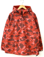 アベイシングエイプ A BATHING APE ハーフジップ フーディー カモ BAPE パーカ カモフラージュ・迷彩 レッド Lサイズ 201MT-600