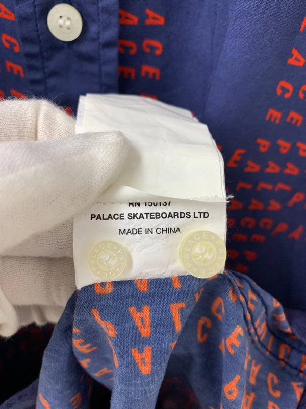 パレス PALACE MULTI PALACE SHIRT 格子柄 総柄 半袖シャツ ロゴ ネイビー Lサイズ 201MT-881