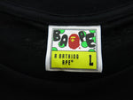 A BATHING APE ア ベイシング エイプ BAPE STA プリント ロゴ チェック Tシャツ 半袖 ブラック 黒 袋付き メンズ サイズL (TP-872)