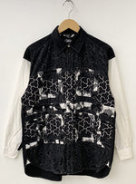 ガンリュウ GANRYU コムデギャルソン COMME des GARCONS デザインシャツ 長袖シャツ 総柄 ブラック Sサイズ 201MT-406