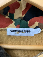 ア ベイシング エイプ A BATHING APE ダブルジップ フーディー 日本製 パーカ カモフラージュ・迷彩 ベージュ Lサイズ 201MT-1213