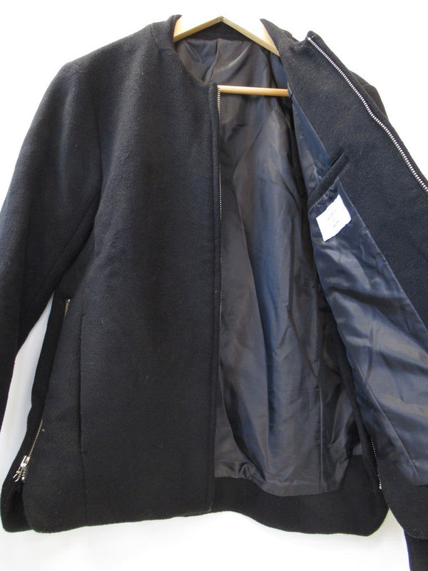 studious ステュディオス ノーカラー ジャケット ウール サイドスリットジップ ブラック メンズ サイズ2 106351004