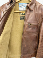 エアロレザー AERO LEATHER シングル ライダース horsehide alpaca wool ジャケット 90❜s 飛行機タグ ブラウン系  サイズ36 ジャケット 無地 ブラウン 101MT-1267