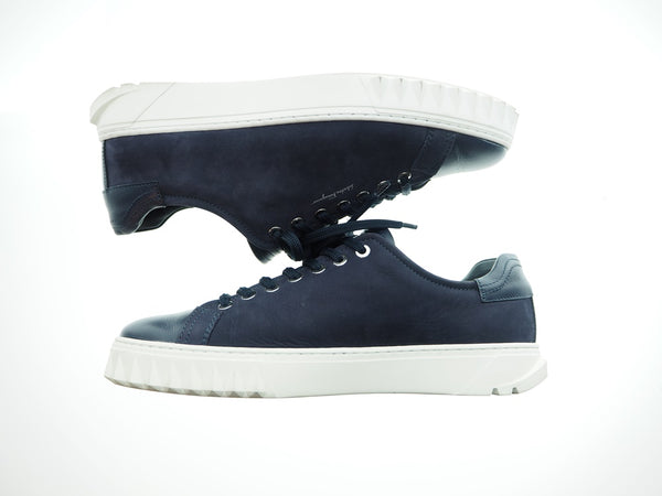 サルバトーレ フェラガモ Salvatore Ferragamo CUBE cm INDIGO NUBUCK CALF SNEAKER bluemarine ヌバック カーフ スニーカー レザースニーカー サイズ７1/2 686300 メンズ靴 スニーカー ネイビー 101-shoes392