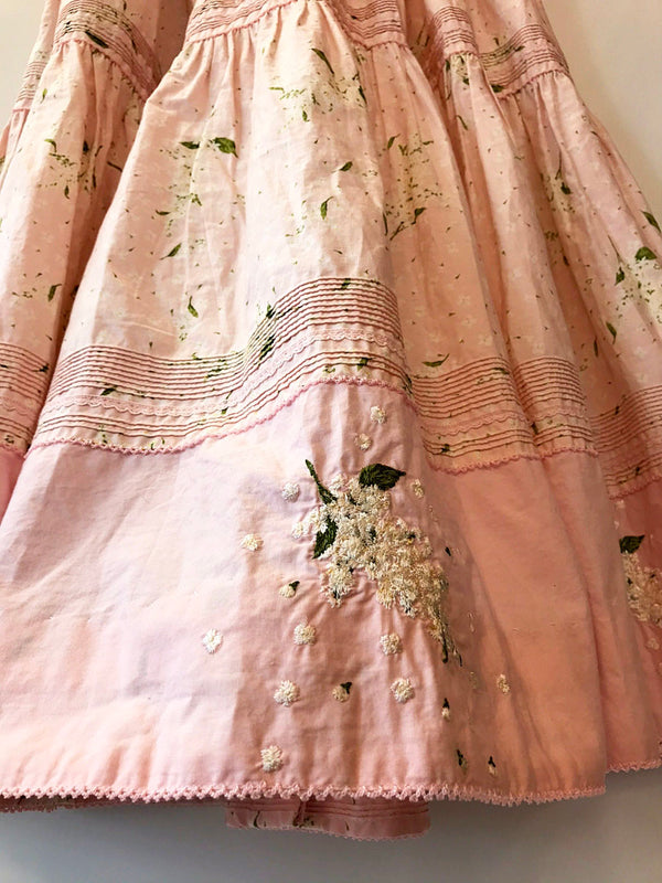 【中古】PINK HOUSE ピンクハウス 花柄 フロントボタン ロングスカート