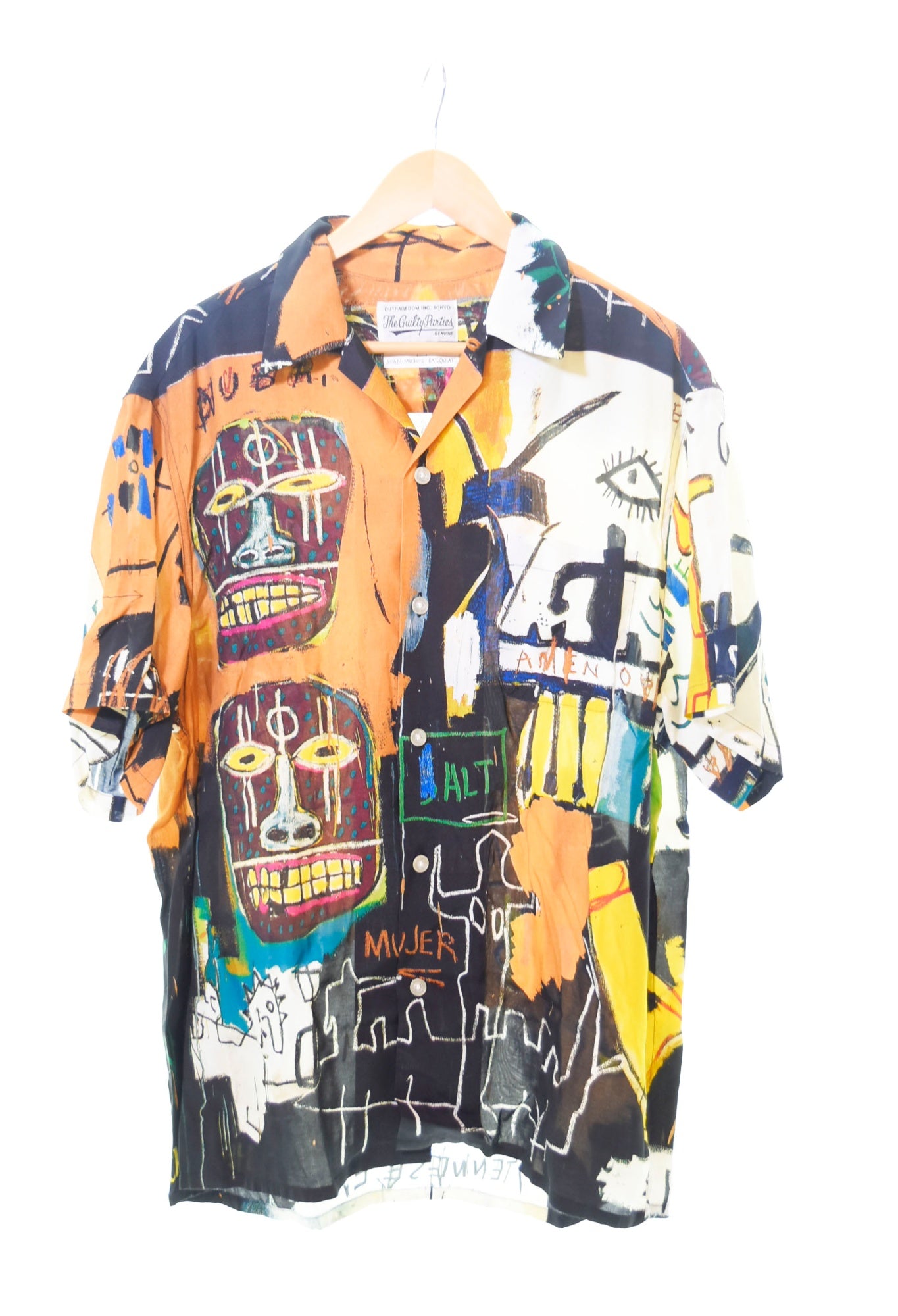 ワコマリア WACKO MARIA 21SS JEAN-MICHEL BASQUIAT HAWAIIAN SHIRT バスキア オープンカラーシャツ  半袖シャツ 総柄 マルチカラー Lサイズ 103MT-114