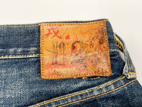 エヴィス EVISU No2 NO2 戎 SPECIAL 釣りパッチ 刺繍カモメ 赤耳 初期 セルビッチ デニムパンツ ジーンズ ジーパン  Lot 2501RXX デニム 刺繍 ネイビー 29×35 101MB-322