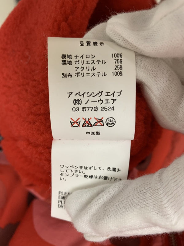 アベイシングエイプ A BATHING APE ハーフジップ フーディー カモ BAPE パーカ カモフラージュ・迷彩 レッド Lサイズ 201MT-600