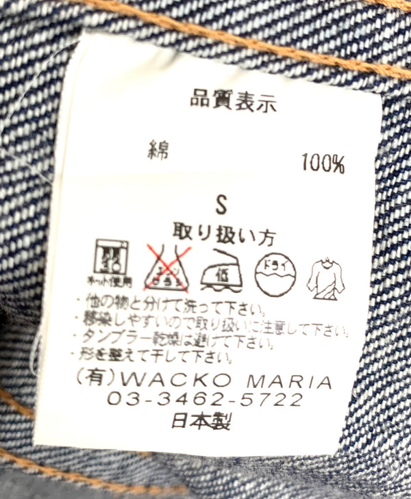 ワコマリア WACKO MARIA 刺繍入りデニムジャケット ジャケット ロゴ ネイビー Sサイズ 201MT-1806