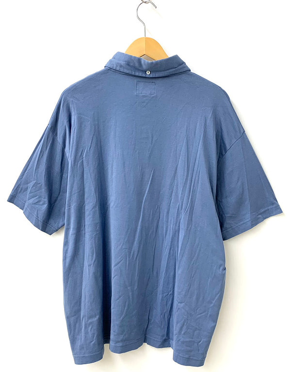 エヴィス EVISU 半ポロ ロゴ ワンポイント サイズ44 半袖ポロシャツ 刺繍 ブルー 201MT-1323
