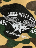 アベイシングエイプ A BATHING APE カモ ジップアップ フーディー パーカー SHALL NEVER KILL パーカ カモフラージュ・迷彩 ベージュ LLサイズ 201MT-995