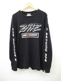 A BATHING APE アベイシング エイプ ロンT T-shirt ブラック 黒 プリント ロゴ アームロゴ 綿100％ サイズXL メンズ 001LTF801017X (TP-822)