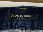 グラム glamb ペイント デニムパンツ ジーンズ ジッパーフライ サイズ2 デニム 総柄 ブルー 201MB-374