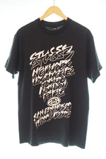 ステューシー STUSSY ニューヨーク ロサンゼルス 東京 SANTACRUZ プリントTシャツ トップス 半袖カットソー Tシャツ ロゴ ブラック Mサイズ 101MT-771