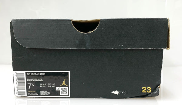 ナイキ NIKE Air Jordan 1 Mid Bred 554724-074 メンズ靴 スニーカー ロゴ レッド 25.5cm 201-shoes672