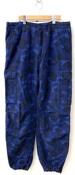 アベイシングエイプ A BATHING APE カモ柄 パンツ 日本製 ボトムスその他 カモフラージュ・迷彩 ブルー LLサイズ 201MB-267