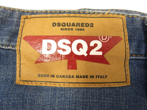 DSQUARED2 ディースクエアード SEXY TWIST JEAN ダメージ ペイント ボタンフライ ジーンズ デニム パンツ サイズ52 S71LB0312 (BT-206)