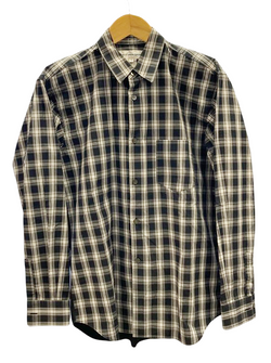 コムデギャルソン COMME des GARCONS SHIRT フランス製 コットンシャツ チェックシャツ カジュアルシャツ  背面パッチワーク ブラック×グレー×ホワイト 長袖シャツ チェック ブラック Sサイズ 101MT-1391