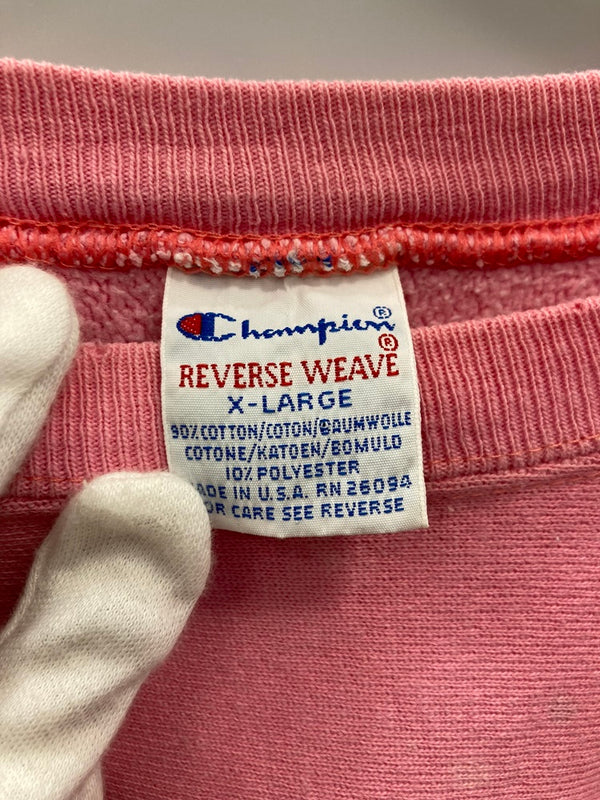 チャンピオン Champion 90s リバースウィーブ REVERSE WEAVE ヴィンテージ スウェット プルオーバー トップス アメリカ製 USA製  XL スウェット 無地 ピンク LLサイズ 101MT-1625