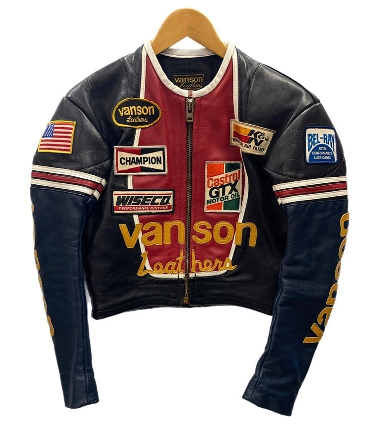 バンソン VANSON STAR LEATHER JACKET バイクジャケット レザー 黒 ...