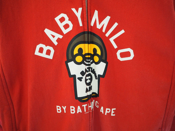 ア ベイシング エイプ A BATHING APE BABY MILO ベビーマイロ パーカー 長袖 フーディ 日本製 赤 パーカ キャラクター レッド Sサイズ 101MT-417