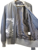 THEE HYSTERIC XXX ジィヒステリックトリプルエックス ブルゾン 薄ジャケット JKT プリント ジップ ウール100％ 日本製 made inJAPAN ブラック 黒 0641AB01 サイズS メンズ (TP-655)
