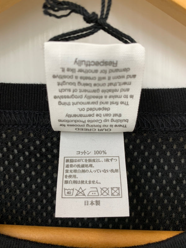 クーティー COOTIE メッシュ クルーネック Tee ロゴ 日本製 Tシャツ プリント ブラック Lサイズ 201MT-1025
