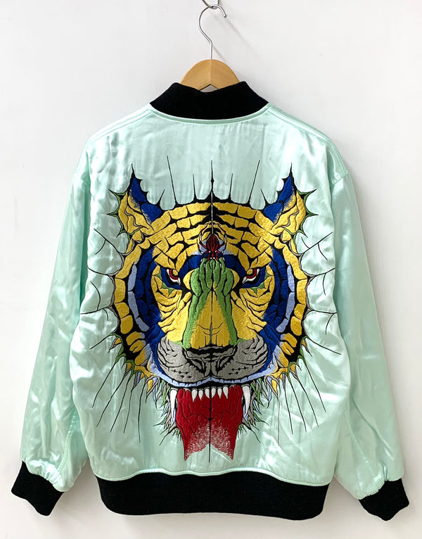 ワコマリア WACKO MARIA × ウルフズヘッド WOLF'S HEAD REVERSIBLE SKA JACKET リバーシブル スカジャン ミントブラック ジャケット 刺繍 グリーン Sサイズ 201MT-1389