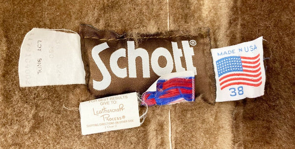 ショット Schott ムートンコート ランチコート レザージャケット アメリカ製 サイズ38 ジャケット 無地 ブラウン 101MT-1046