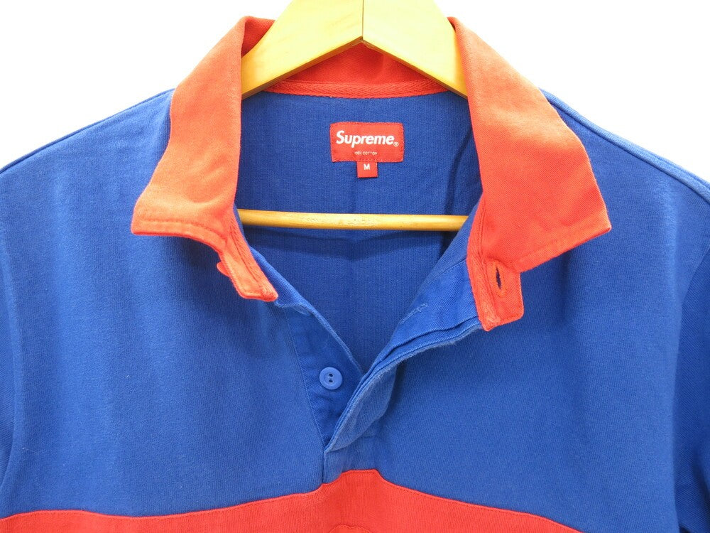Supreme シュプリーム ボックスロゴ ラガーシャツ Rugby 半袖ポロ 16ss S/S ブルー 青 レッド 赤 襟付き 半袖 ポロシャツ  ロゴ トップス サイズM メンズ (TP-848) | 古着通販のドンドンサガール