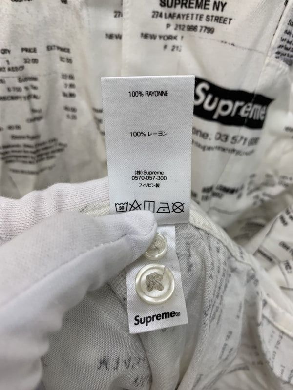 シュプリーム SUPREME Receipts Rayon S/S Shirt 2020AW レシート 半袖シャツ 総柄 ホワイト LLサイズ 201MT-218
