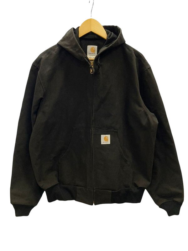 カーハート Carhartt アクティブジャケット DEAD STOCK JACKET 80's 90's フード ジップ ブラック系 黒 Made in U.S.A.  JO3 ジャケット ロゴ ブラック Lサイズ 101MT-1432