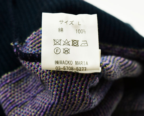 ワコマリア WACKO MARIA guilty parties ロゴ 刺繍 セーター ニット セーター 総柄 ネイビー Lサイズ 103MT-36