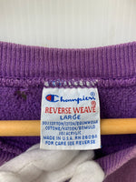 チャンピオン Champion リバースウィーブ REVERSE WEAVE 90s 90年代 クルーネック トレーナー USA製 スウェット 刺繍 パープル Lサイズ 201MT-1289