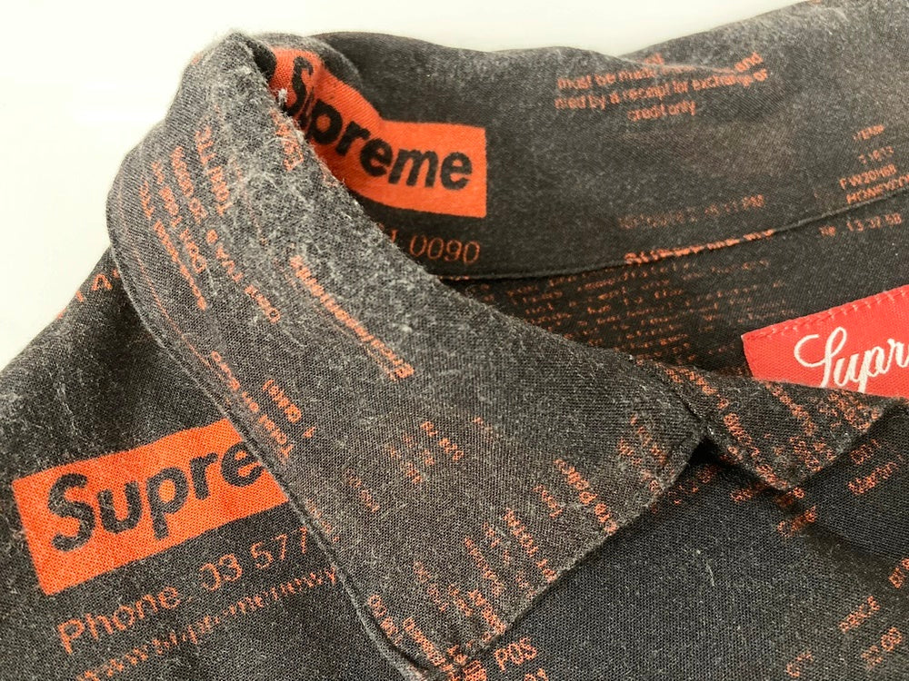 シュプリーム SUPREME Supreme Receipts Rayon S/S Shirt レシート