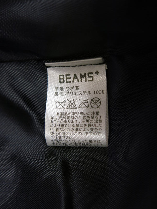 ビームス BEAMS レザー ジャケット やぎ革 スナップボタン 黒 アウター made in USJ ジャケット 無地 ブラック Mサイズ 101MT-257