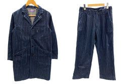 ブルーブルー BLUE BLUE ストライプ デニム パンツ Made in JAPAN 日本製 ネイビー系 紺 700076-291 PA1578 スーツ・セットアップ ストライプ ネイビー Sサイズ 101MB-353