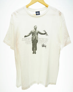 ステューシー STUSSY 90s USA製 紺タグ ニクソン フォトプリントTシャツ 半袖カットソー 白 Tシャツ プリント ホワイト LLサイズ 101MT-548