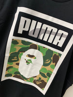 アベイシングエイプ A BATHING APE × プーマ PUMA Bape Logo SS Tee ロゴ Tシャツ カモフラージュ・迷彩 ブラック Sサイズ 201MT-1122