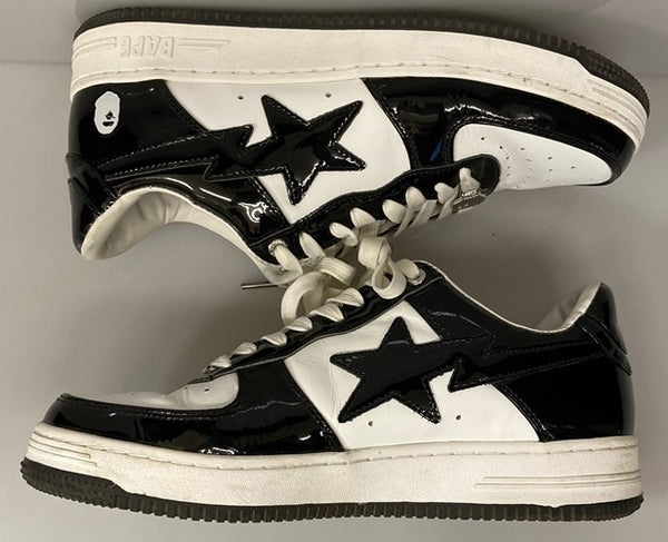 ア ベイシング エイプ A BATHING APE BAPESTA BLACK エナメル  ベイプスタ ロー 黒×白 1H70191001 メンズ靴 スニーカー ブラック 101-shoes846