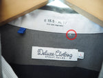 デラックス Deluxe ボーダー長袖シャツ ボタンダウンシャツ カジュアルシャツ グレー×ネイビー 日本製  長袖シャツ ボーダー グレー Lサイズ 101DMT-347