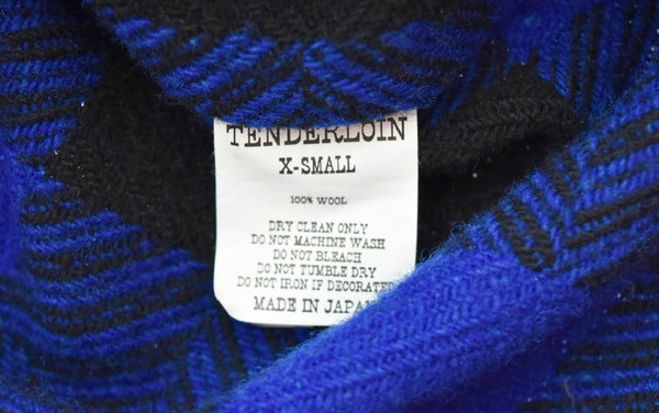 テンダーロイン TENDERLOIN BUFFALO SHIRT バッファロー ウール シャツ 青 長袖シャツ チェック ブルー SSサイズ 103MT-80