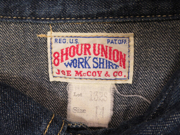 JOE McCOY ジョーマッコイ 8 HOUR UNION WORK SHIRT 長袖 シャツ ワークシャツ 綿100％ インディゴブルー サイズ14 メンズ (TP-828)