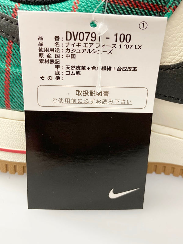 ナイキ NIKE AIR FORCE 1 '07 LX エア フォース 1 ペールアイボリー/スタジアムグリーン ホワイト系 白 チェック シューズ DV0791-100 メンズ靴 スニーカー ホワイト 26.5cm 101-shoes866