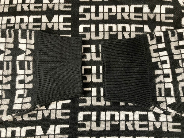 シュプリーム SUPREME Repeat Sweater ロゴ総柄 クルーネック コットンニット セーター 17AW ブランドロゴ ブラック系 黒 プルオーバー  セーター 総柄 ブラック Sサイズ 101MT-1043